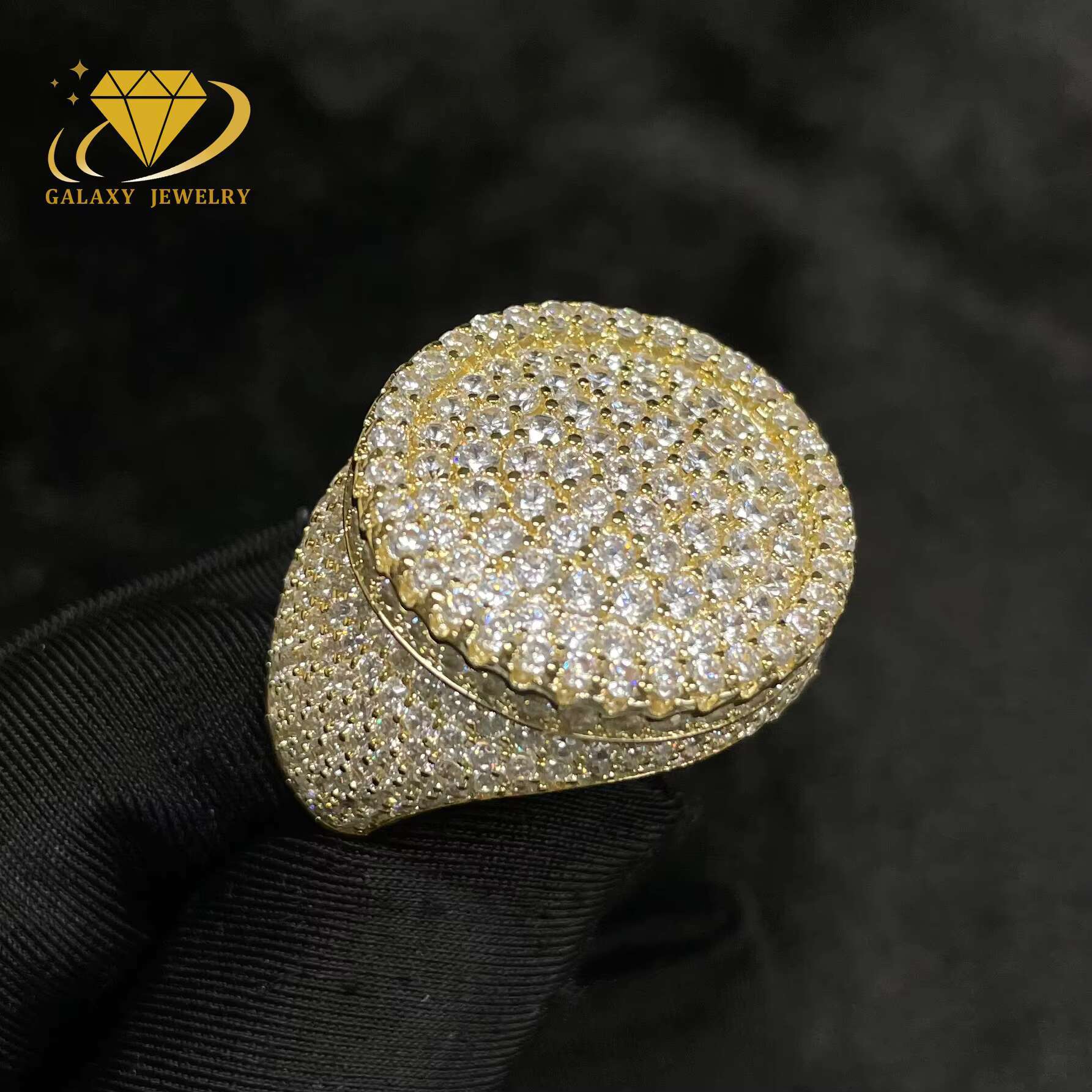Custom Fashion Fine Jewelry Three-Dimensional Circular Design Ring 925 Silver Iced Out Moissanite Diamond Hip Hop Ring