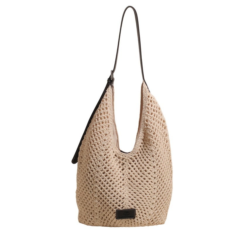 designer Beach Vacation Woven Bag for Women 2025 New Hollow Knit Handbag Large Capacity Shoulder Und