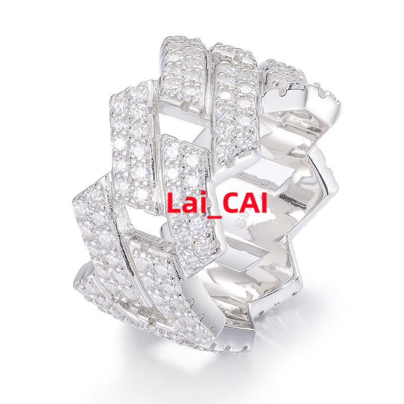 Wholesale S925 Sterling Silver Ring MEN Fashion Jewelry Hip Hop Iced Out Wedding Ring WOMEN VVS D Color Moissanite Jewelry Rings