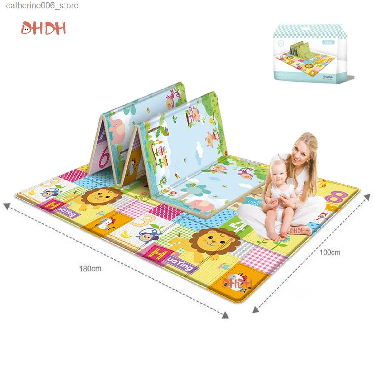 97*177cm Baby Play Mat Foldable Children Carpet Double-Sided Pattern Kid Room Carpet Educational Activity Surface Easy to Carry y2506095KXY