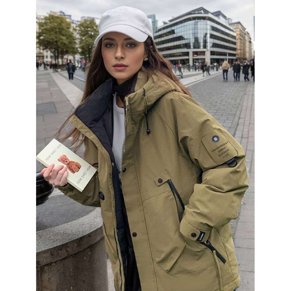 MIEGOFCE 2024 Women Outdoor Parka Mountaineering Casual Fashion Loose Winter Jacket Hooded Stand-Up Collar Coats MZ-23336