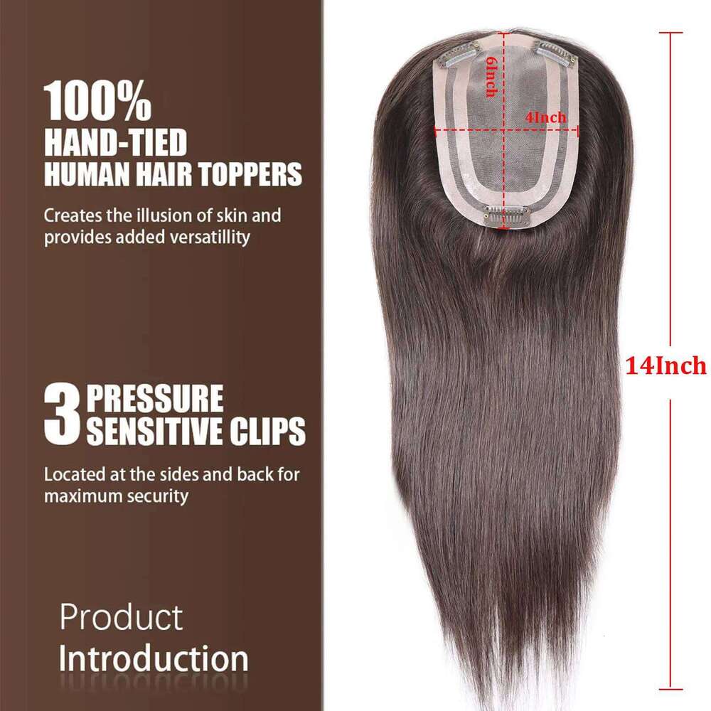 14Inch Brown/Blonde Highlight/Grey/613 Human Pieces Women Hair Clips In Toppers Extension For Woman Toupee