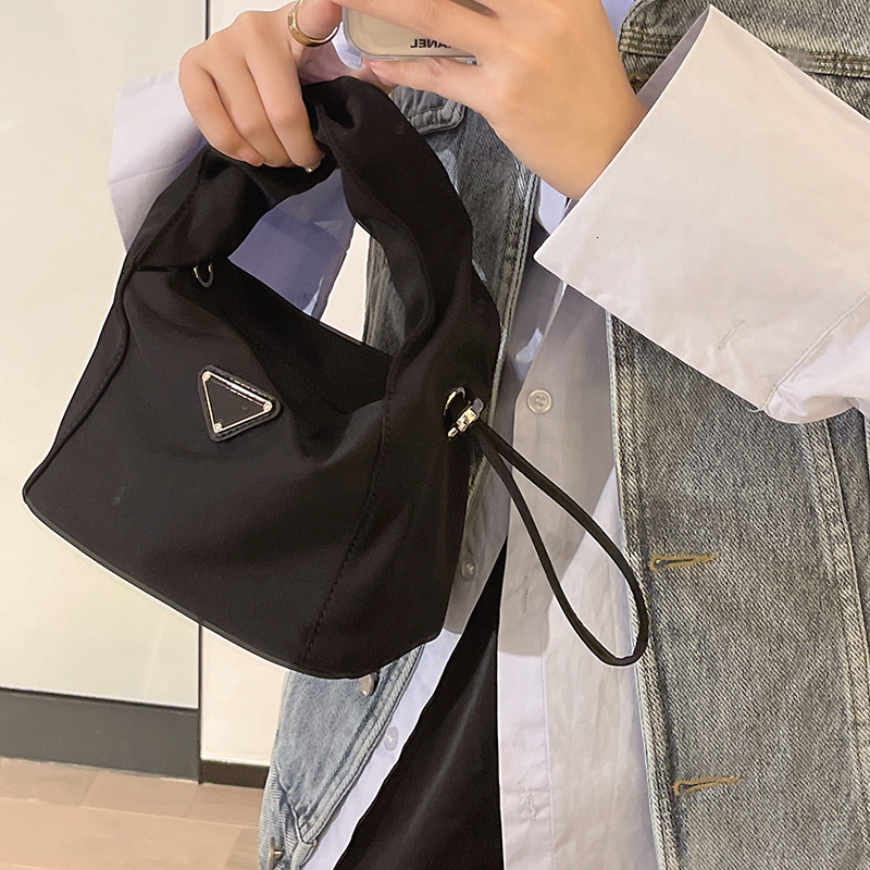Free Shipping 2025 New Stylish Black Nylon Handbag Designer Bags Luxury Retro Handheld Small Bag Cool Black Chain Crossbody Bag