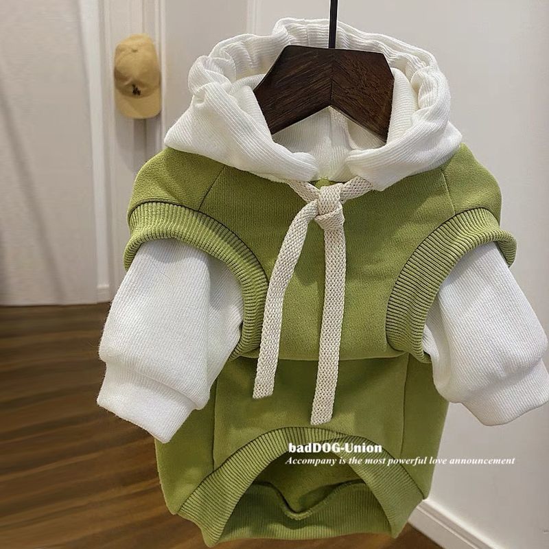 Winter Dog Hoodie with Pockets, Double Tone Color Polycotton Sweatshirt for Small, Medium Dogs, Soft, Warm Pet Clothing for Cold Weather Outdoor Walks