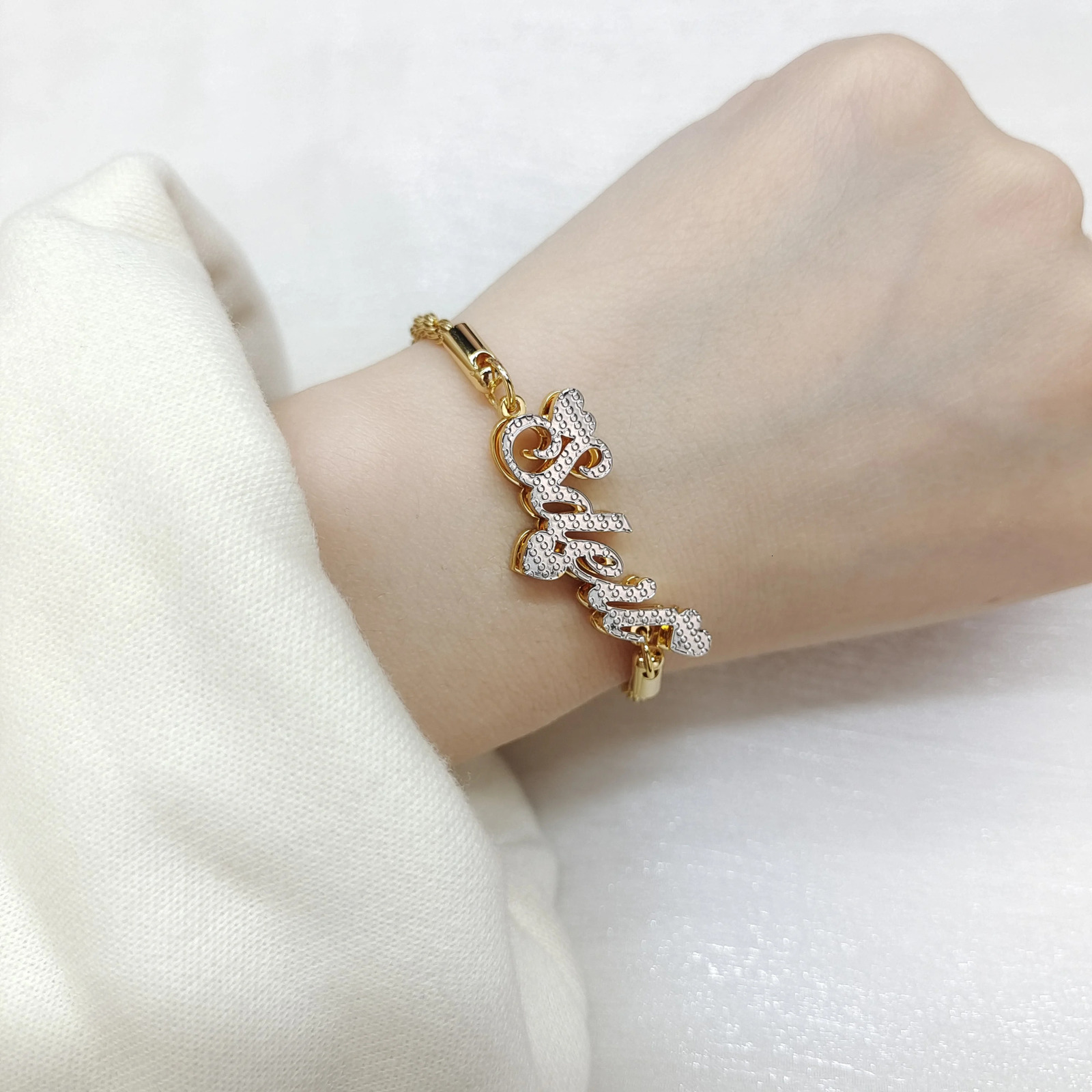 Custom Double Plated Nameplate Anklet Stainless Steel Rope Chain Personalized Double Layered Nameplate Anklet Womens Jewelry 250606