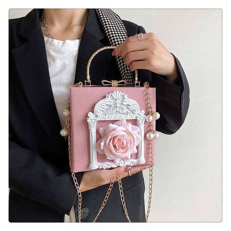 Gothic Dark Y2k Messenger Women New Haruku Pearl Chain Casual Crossbody Bags Female Vintage Designer Bag
