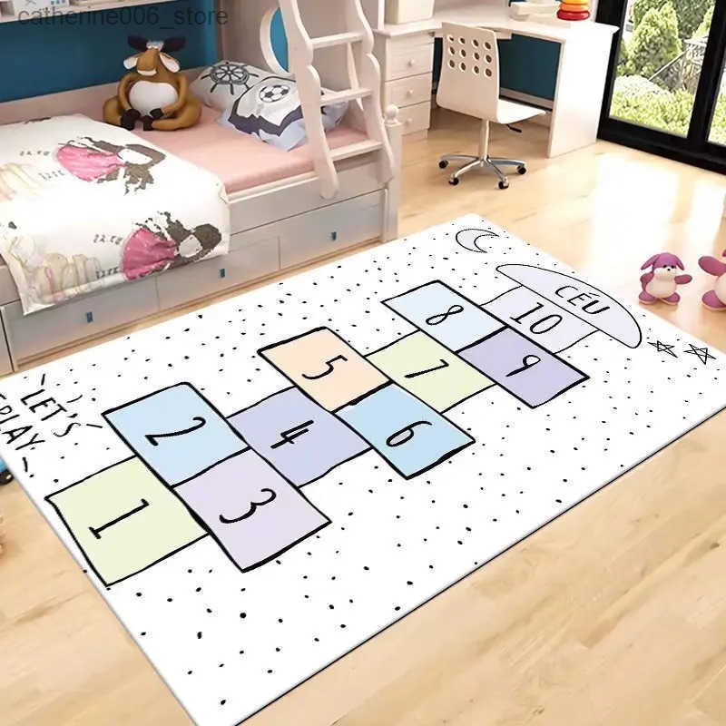 VIKAMA Cartoon Hopscotch Floor Mat Childrens Room Game Carpet Climbing Mat Educational Early Education Mat Home Decoration y250609KFCI