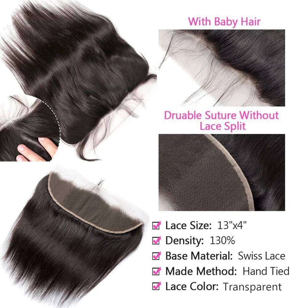 Straight Human with 5x5 6x6 Natural Black Raw Weave With 13x6 Frontal Closure And Bundles Hair