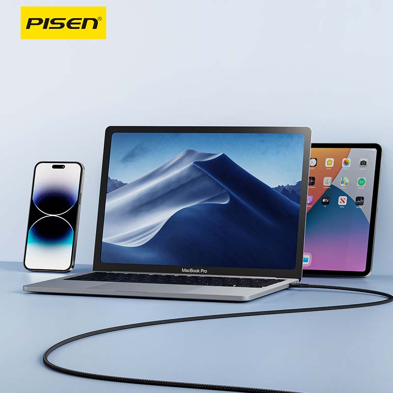 Pisen 40 inch Magnetic Fast Charging Cable USB-C To C 60W PD Quick Charge For Apple 15 Series Nylon Braided Durable Auto-Attach Storage