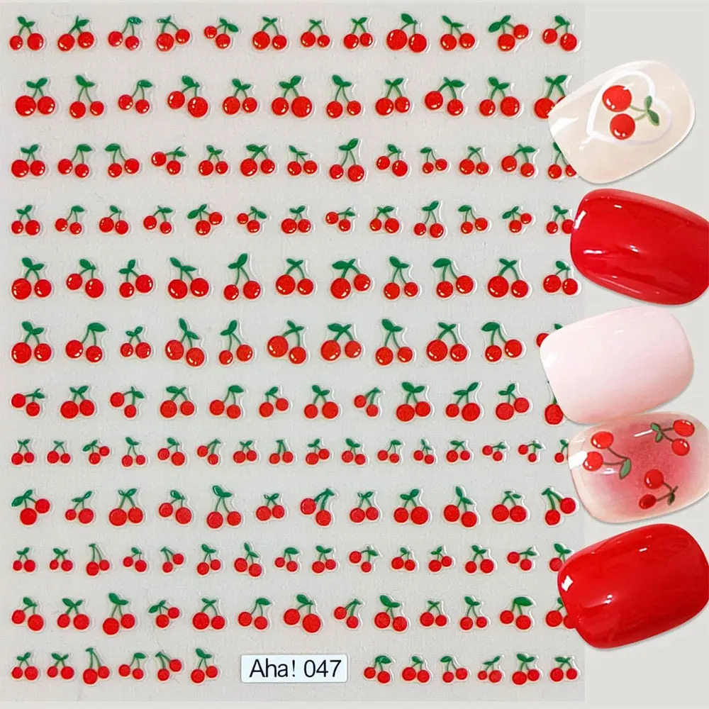 1sheet 3D Sweet Cherry Nail Art Stickers Red 810cm Self Adhesive Summer Fruit Premium SalonQuality Charms Decora 250605