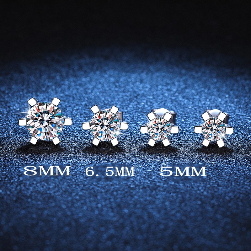 2025 Choucong Top Sell Stud Earrings Sparkling Classical Six Claw Luxury Jewelry Genuine 100% 925 Sterling Silver Round Moissanite Diamond Lady Weddin