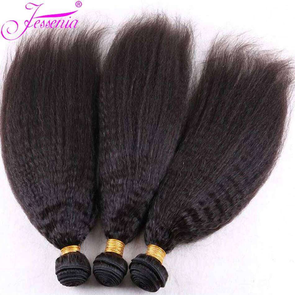 Kinky 13X4 Raw Indian Yaki Straight Human Hair 4*4 Lace Closure Bundles With Frontal