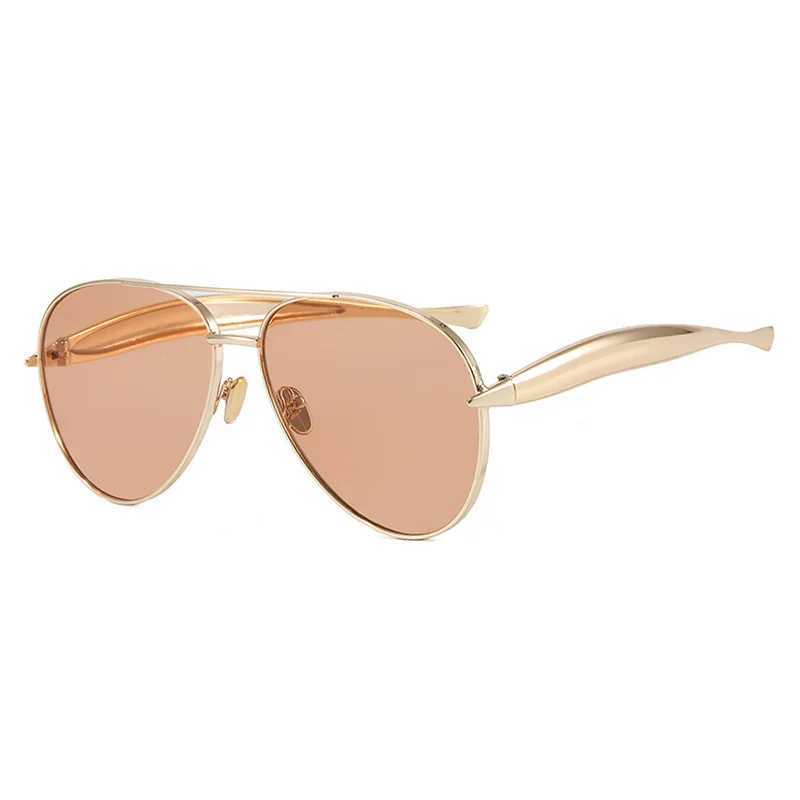 Ruiao Womens Oversized Pilot Sunglasses Gold Metal Frame UV400 Luxury Vintage Shades Designer Fashion Accessories 2025 M250609