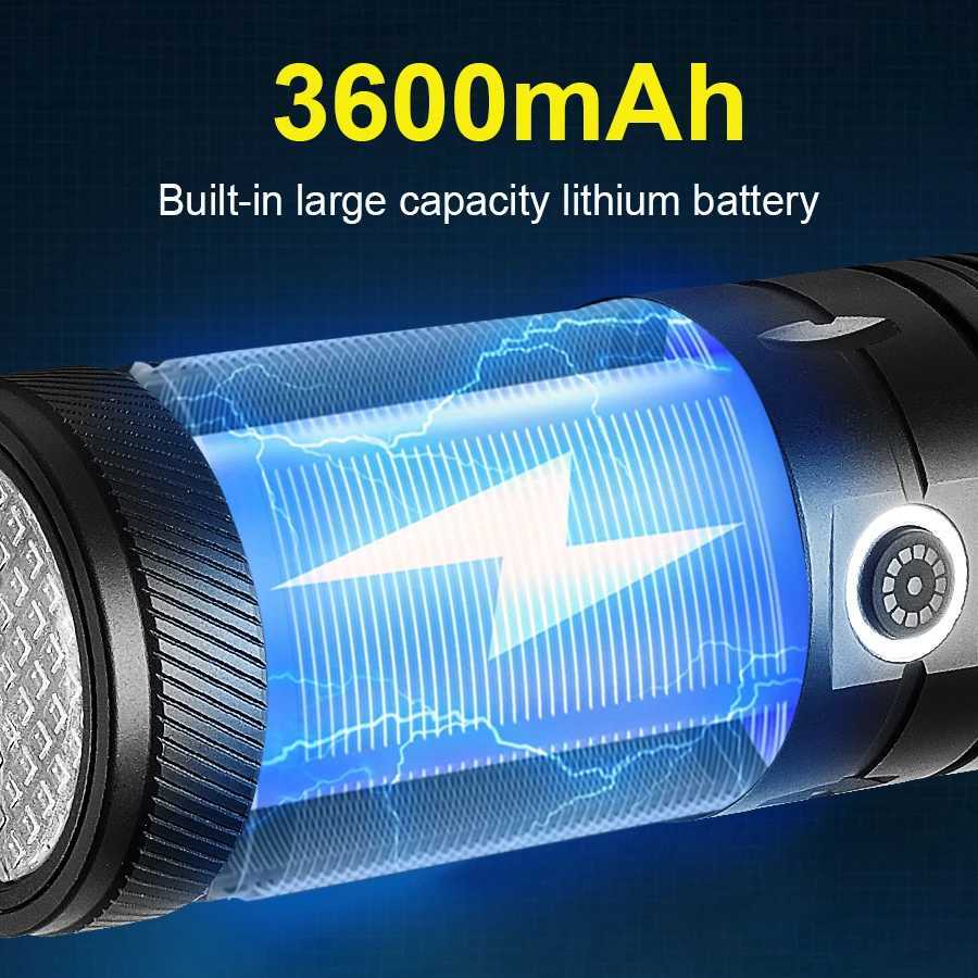 Powerful Flashlight3000000LM Super Bright Tactical Flashlights With COB D Lights Cam Lantern USB Rechargeable For OutdoorXJ250609