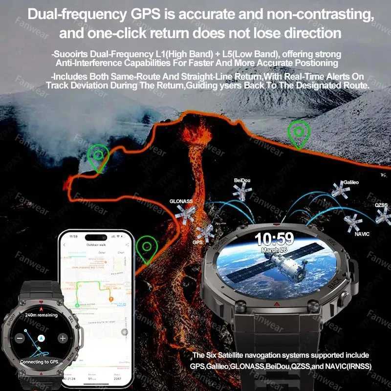 Fanwear T-Rex 3 48mm GPS smart watch wireless connections call 5ATM waterproof outdoor sports riding mountaineering watch For Huami T-Rex 3 X250609