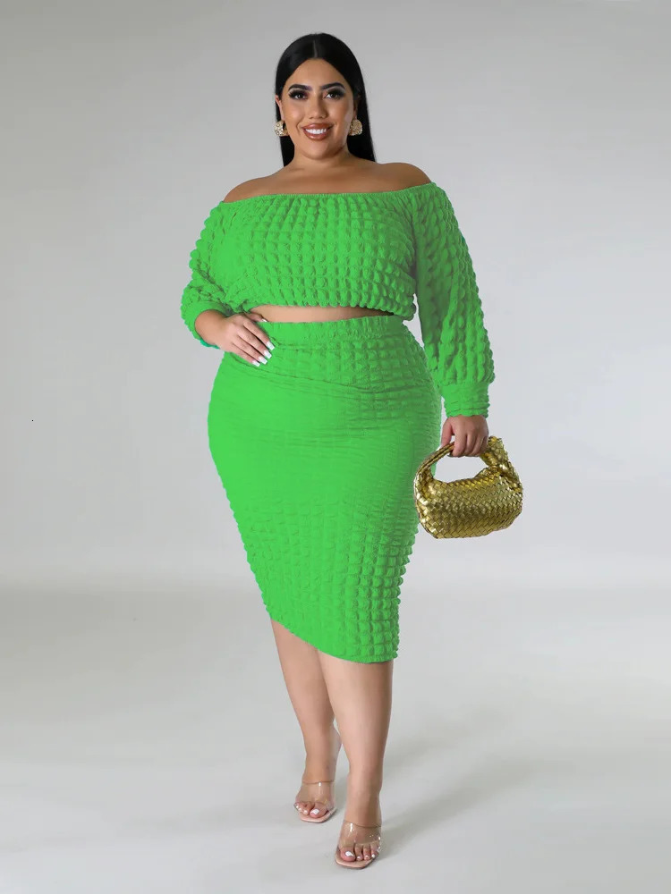 Wmstar Plus Size Dress Sets Clothing Two Piece Set Crop Office Top Skirts Summer In Outfits Wholesale Drop 250530