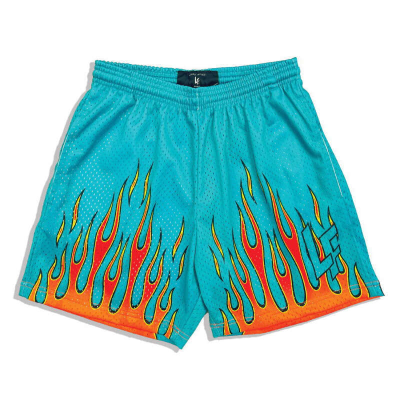 American Style Printed Mesh for Men 2025 Summer Fashion Trend Flame Beach Shorts Casual Comfortable Quick-Dry Pants