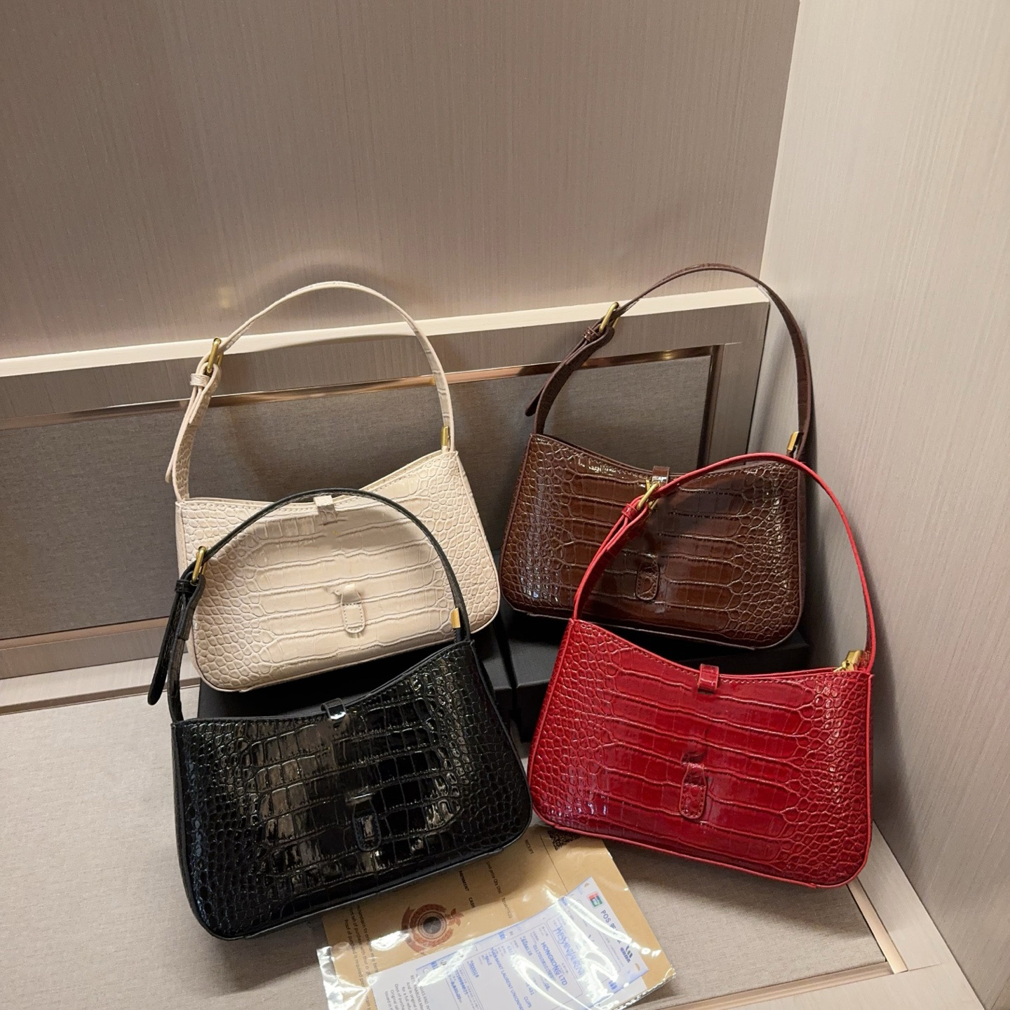 Shoulder bag texture shiny underarm bag handbag commuting simple large capacity bag VW