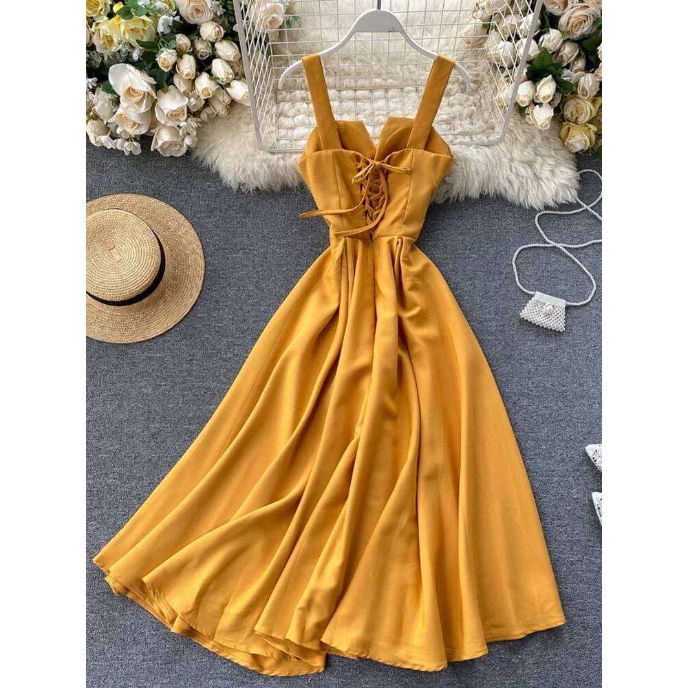 Summer Robe 2025 Dress Women V Neck Long Party Evening Dresses Sexy Tank Backless Spaghetti Strap Maxi Female Holiday Vestidos