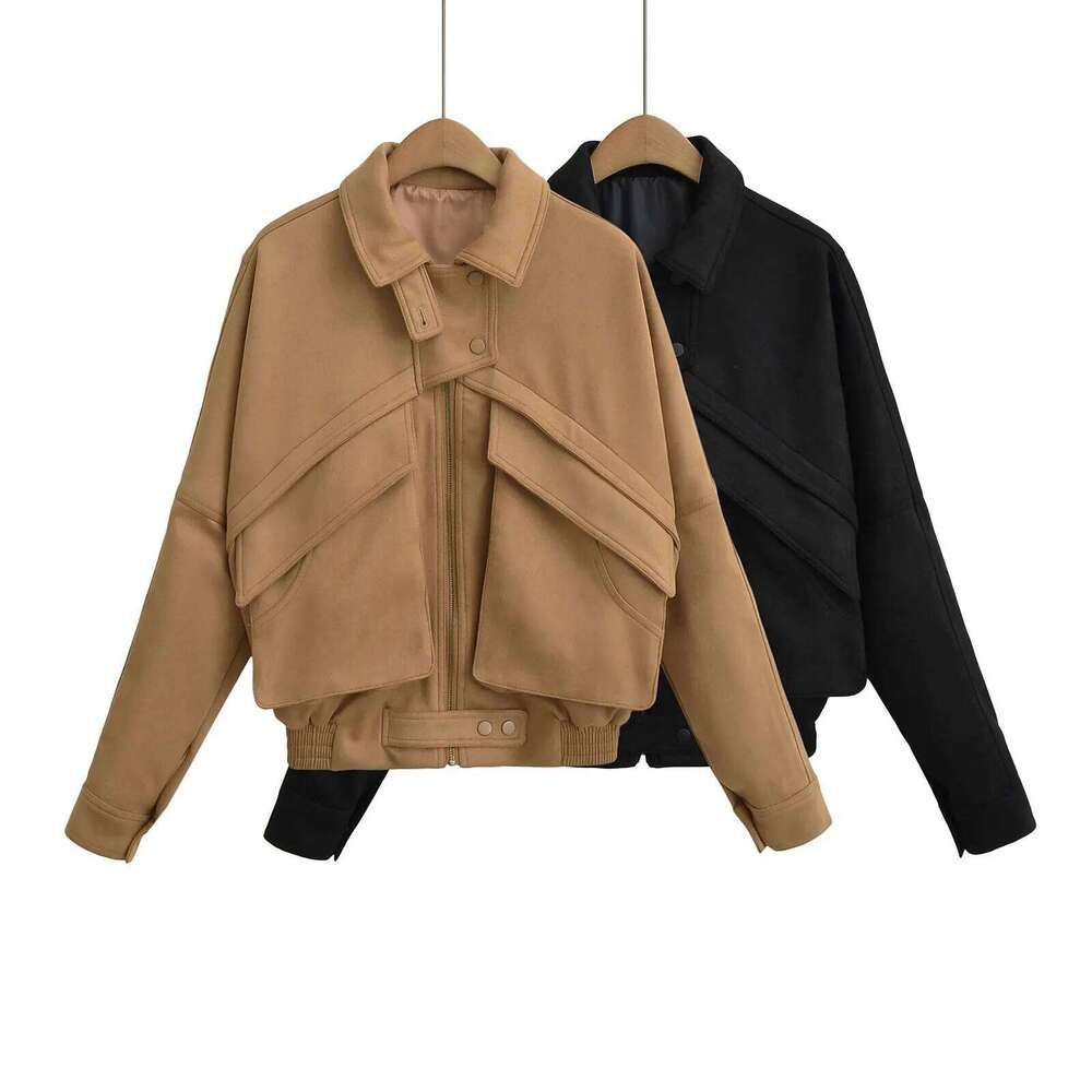 American Style Suede Short Jacket Women's Thickened Warm Loose Lapel Motorcycle Sexy Girl Coat Autumn Winter New Arrival