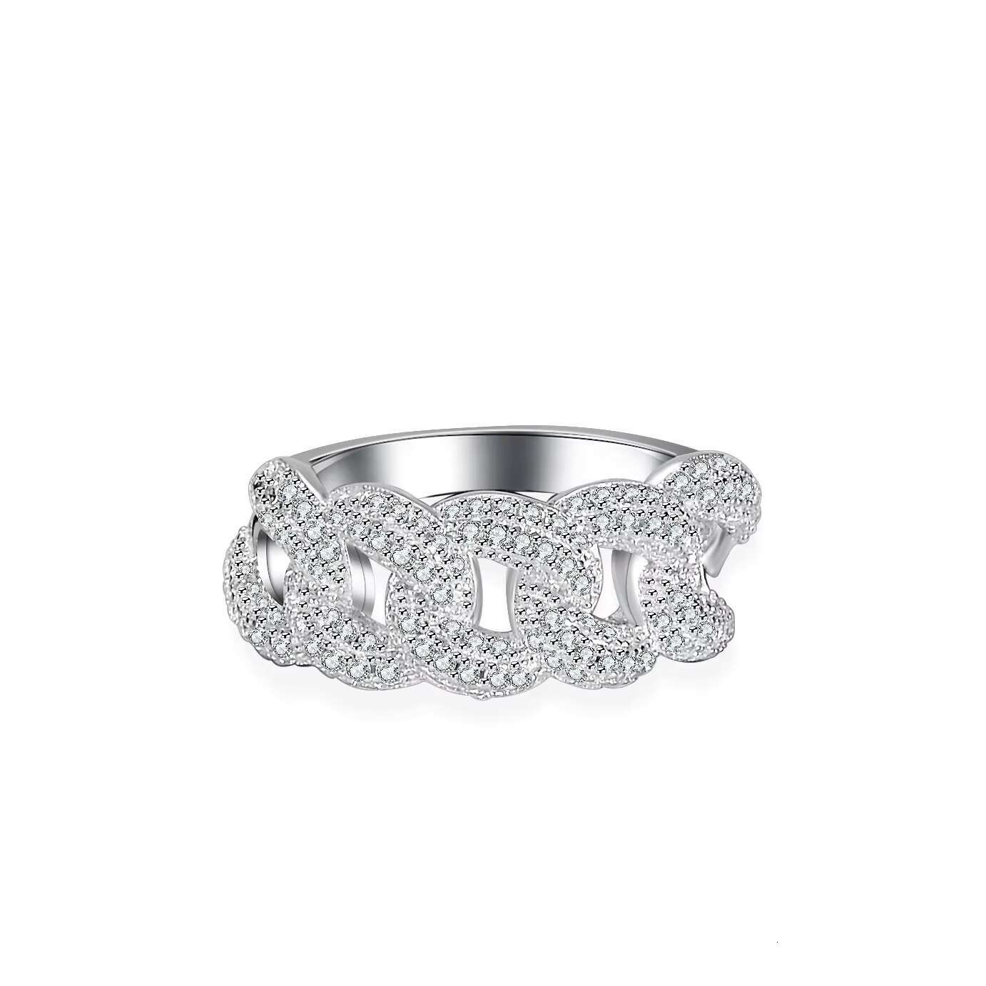 Wholesale Fashion Micro Insert VVS Moissanite Cuban Style Rings Iced Out Hip Hop S925 Sterling Silver Jewelry for Men