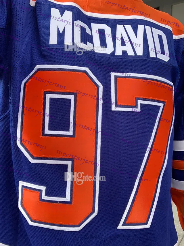 Custom 97 Connors McDavids Jersey Hockey New 29 Leon Draisaitl Zach Hyman Ryan Nugent-Hopkins Bouchard Kane Stuart Skinner Wayne Gretzky Goalie Cut Si