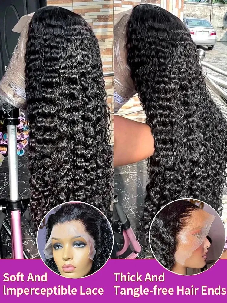 240 Density 13x6 HD Deep Wave Lace Frontal Wigs 13x4 Water Wave Curly Human Hair Glueless Lace Front Wig 30 40 Inch Closure Synthetic Wig