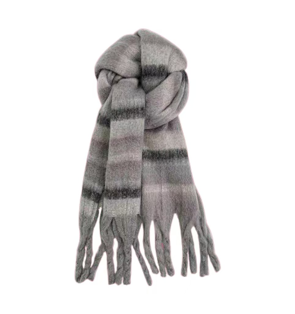 T920 new contrast color scarf 2025 Korean women's winter warm cold thickened shawl dual-purpose furry versatile neck scarf