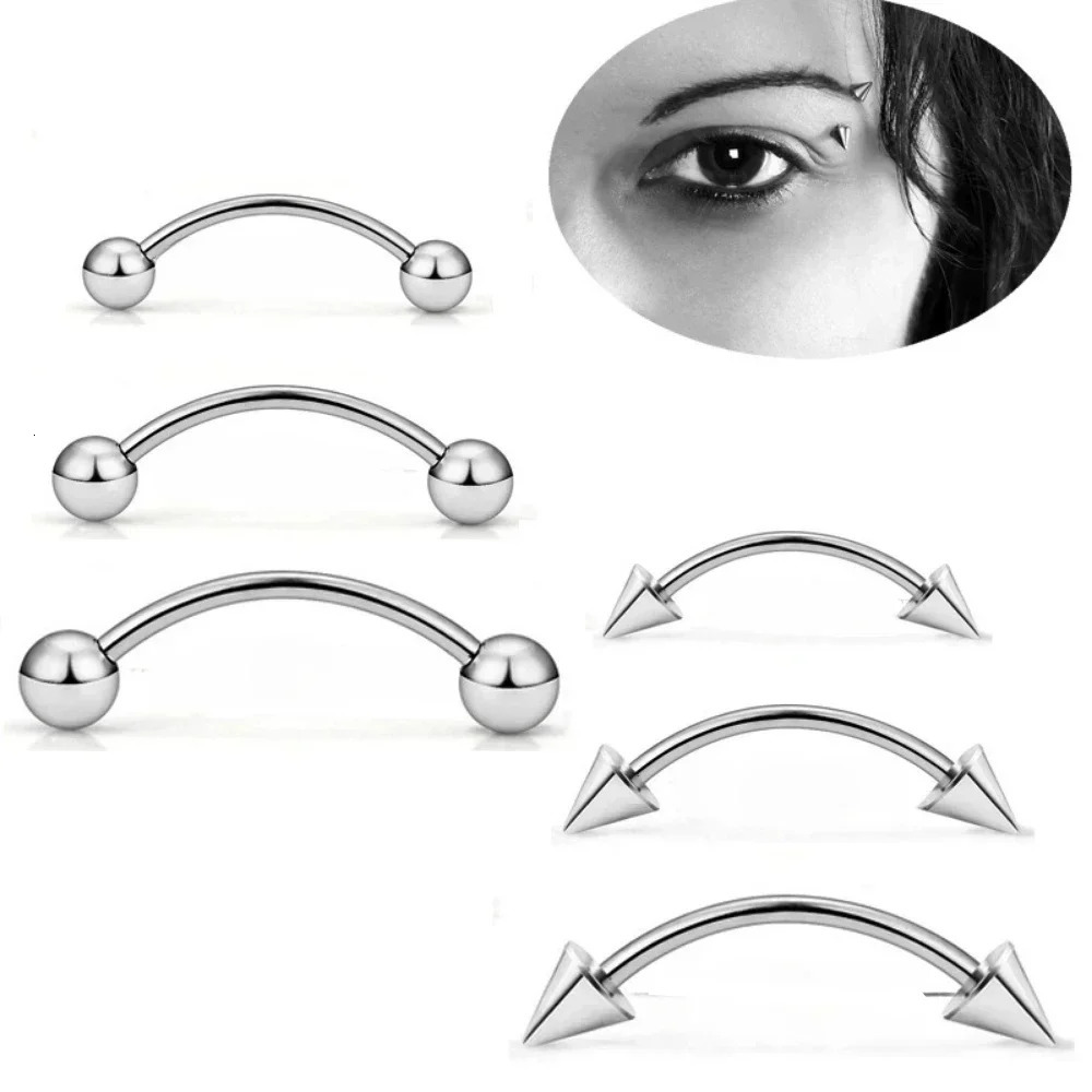 Bulk Multi Size 16G 12mm Steel Curved Barbell Eyebrow Piercing 614mm Bar m Ball Ear 250606