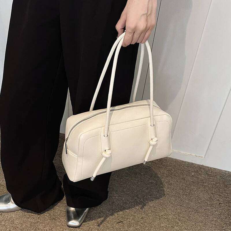MOODS Retro Shoulder Bags For Women Solid Color Large Capacity Mini Boston Bag Vintage Commute Shopper Totes 2024 Latest Handbag