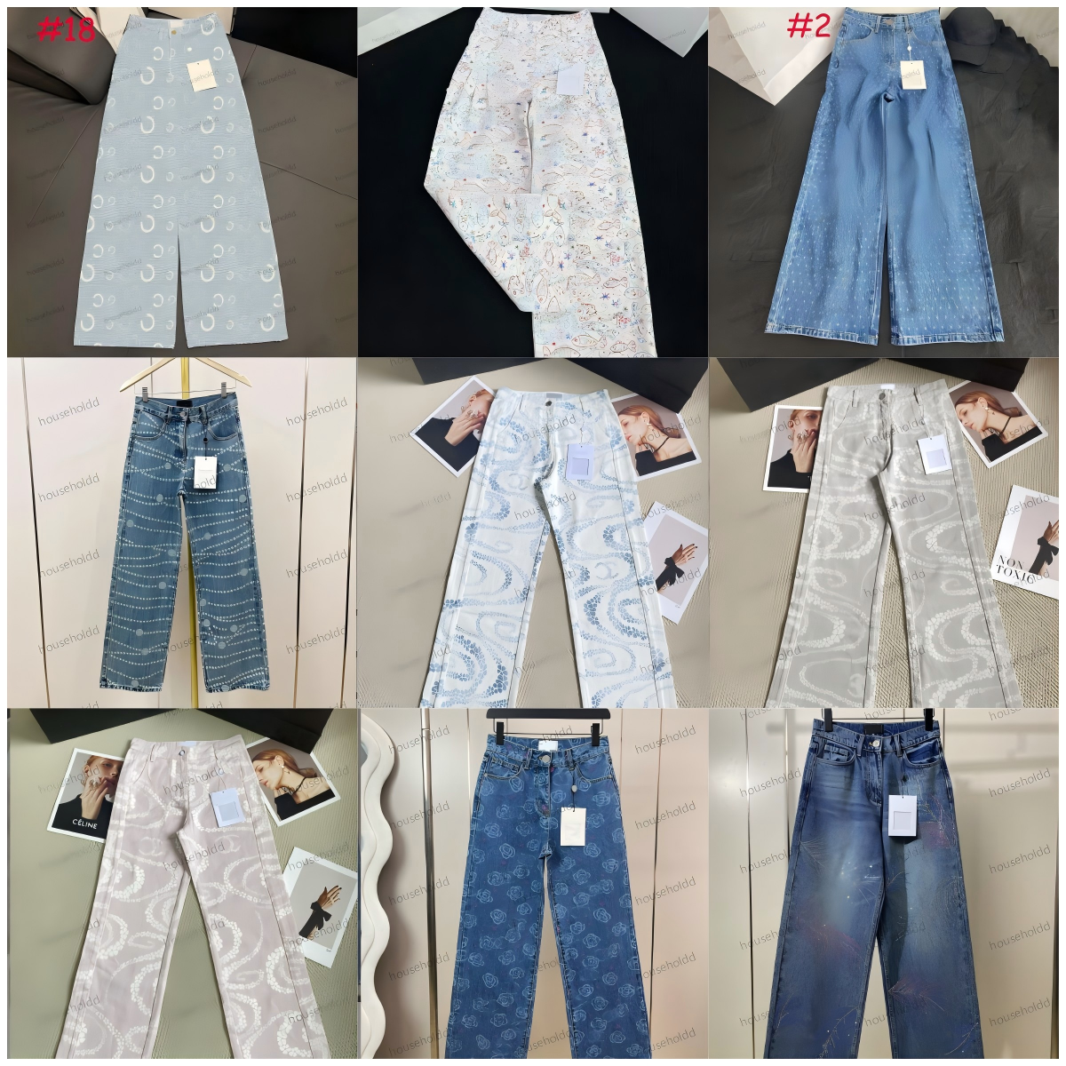 Women's Designer Jeans Luxury Women Denim Pants Jeans Designer Wide Leg Jean Pants High Waist Street Style Blue Jeans