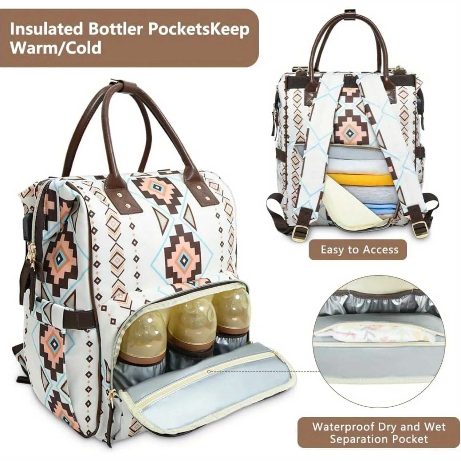 Large capacity multifunctional travel bag diaper bag portable mother and baby bag with insulation bag and pacifier box y250609K9YD
