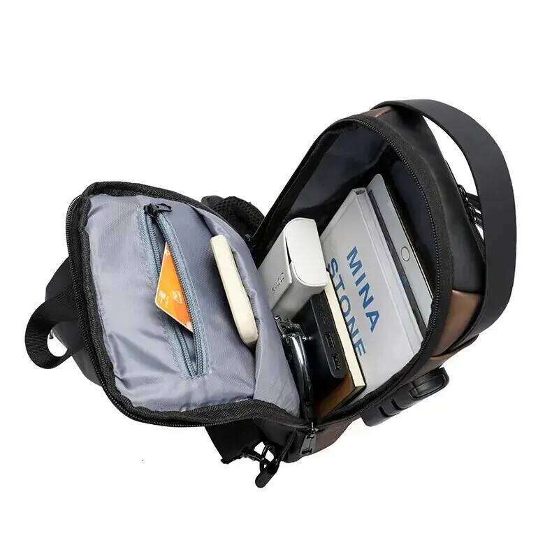 Men's Shoulder Bag Multifunction Anti Theft USB Messenger Man Crossbody Cross Body Travel Sling Chest Bags Pack