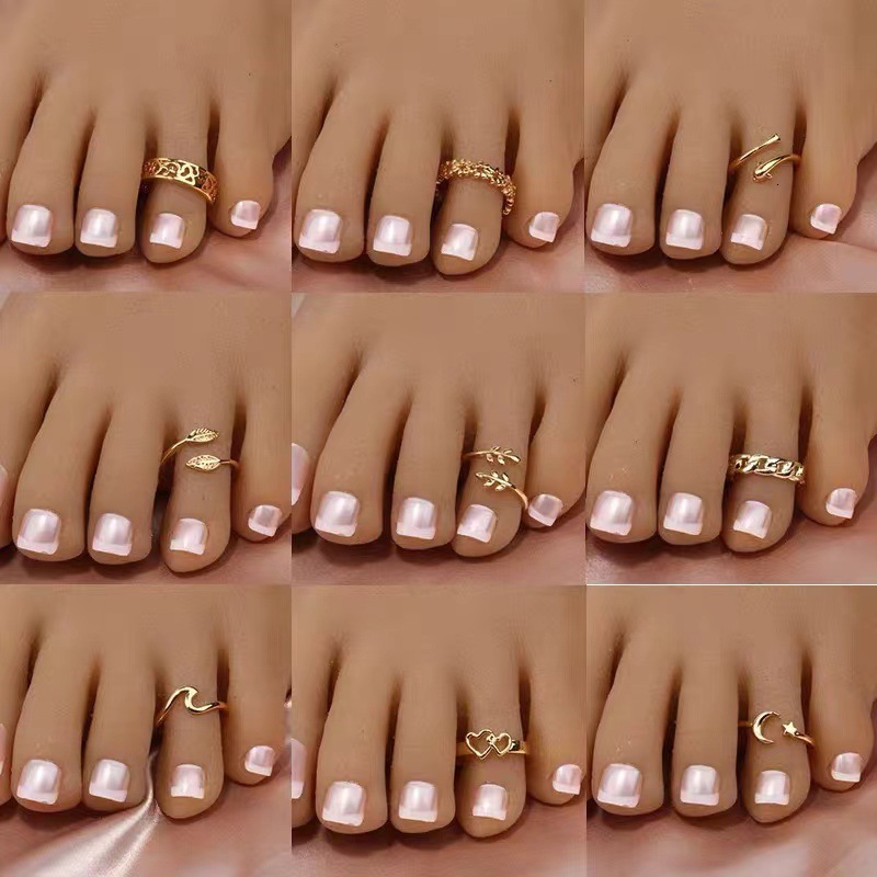 3PCS Filled Toe Rings Set for Women 14K Gold Plating Adjustable Simple CZ Flower Ring Summer Beach Jewelry 241225