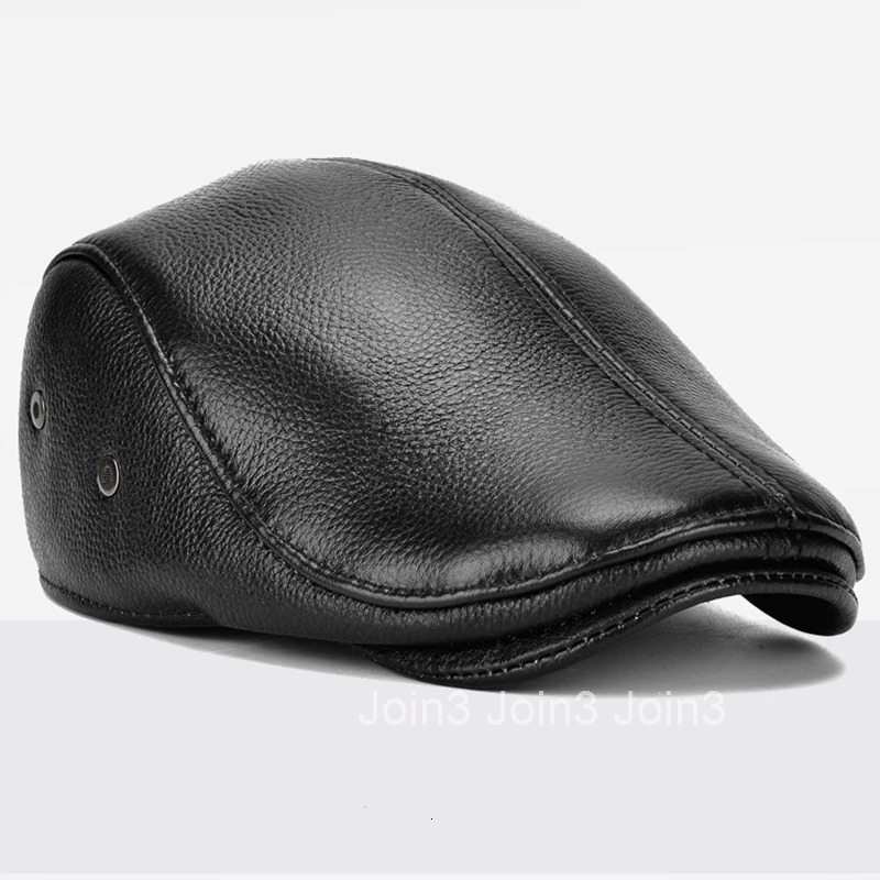 Mens outdoor leather hat winter Berets male warm Ear protection cap 100% genuine leather dad hat wholesale Leisure