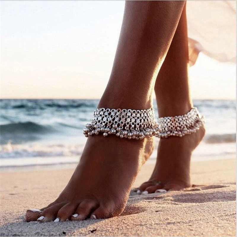 Vintage Multi-layer Bells Ankle Bracelet Foot Jewelry Boho Summer Beach Barefoot Sandals Charms Anklet Women Legs Accessories 250606
