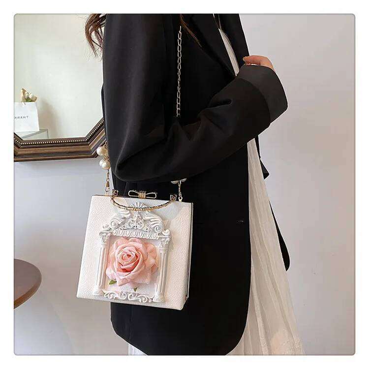 Gothic Dark Y2k Messenger Women New Haruku Pearl Chain Casual Crossbody Bags Female Vintage Designer Bag