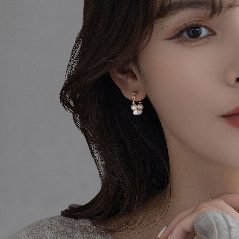 Baroque Pearl Dangle Earrings: Sterling Silver Needle Drop Earrings for Women, Girls, and Special Occasions H260202