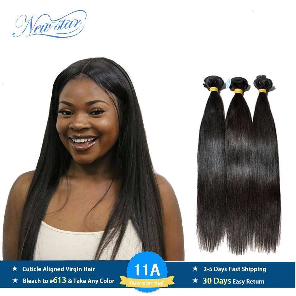 Brazilian Virgin Human Straight Extension 3 Bundles Deal 100%Unprocessed Intact Cuticle New Star Long 11A Raw Hair Weaving
