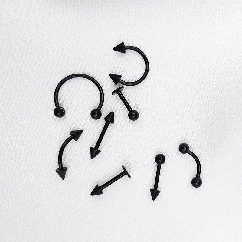 8PCSSet Fashion Piercing Set Eyebrow Bar Lip Tongue Nose Pircing Stainless Steel Ear Studs Mixed Body Jewelry 250606