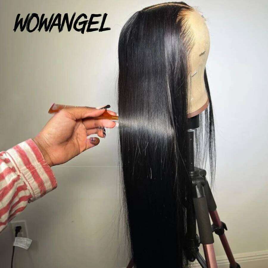WOW ANGEL Frontal 250% 13x6 Straight Invisible Melt Skin HD Lace Front Human Hair Wig