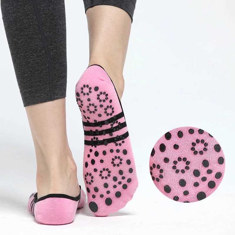 1pair Women Anti Slip Cotton Yoga Socks Ladies Pilates Socks Ballet Socks Dance Socks Fitness Sports Gym Home Black Breathable XJ250609