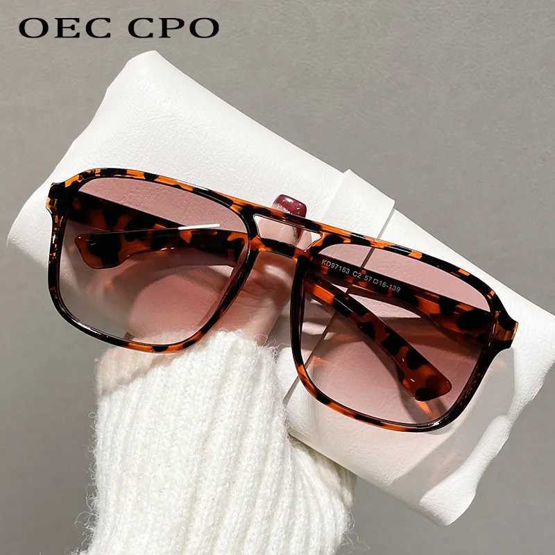 OEC CPO Square Double Bridges Sunglasses Women Retro Shades UV400 Trending Orange Yellow Sun Glasses Female Fashion Men Eyewear V250626