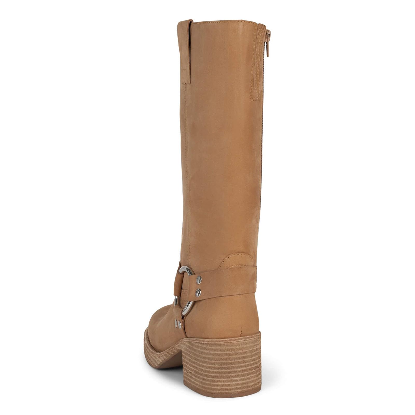 arqa womens studds biker boots chunky heel square toe knee high boots side zipper western boots fall dress riding boots motorcycle boots