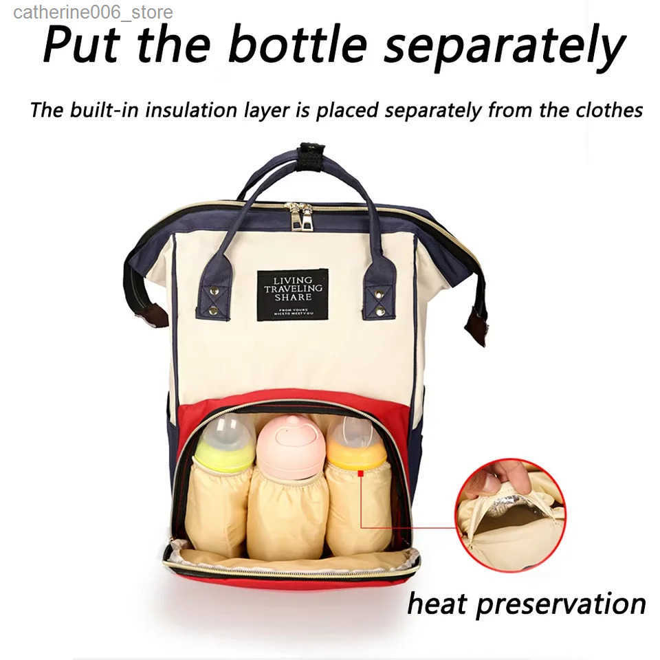 Large-capacity Oxford cloth mommy bag double-shoulder milk storage backpack with bottle separation layer wear-resistant travel A-DH y250609IBNY