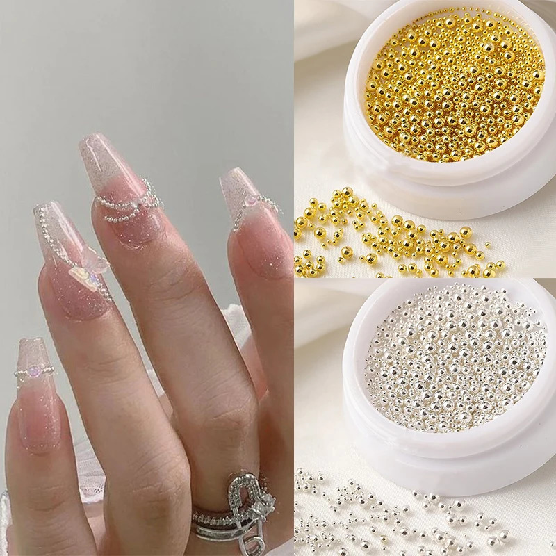 04mm15mm 3D Steel Tiny Nail Art Decoration Gold Silver Ball Caviar Beads Nails DIY Jewelry Accessories 250605