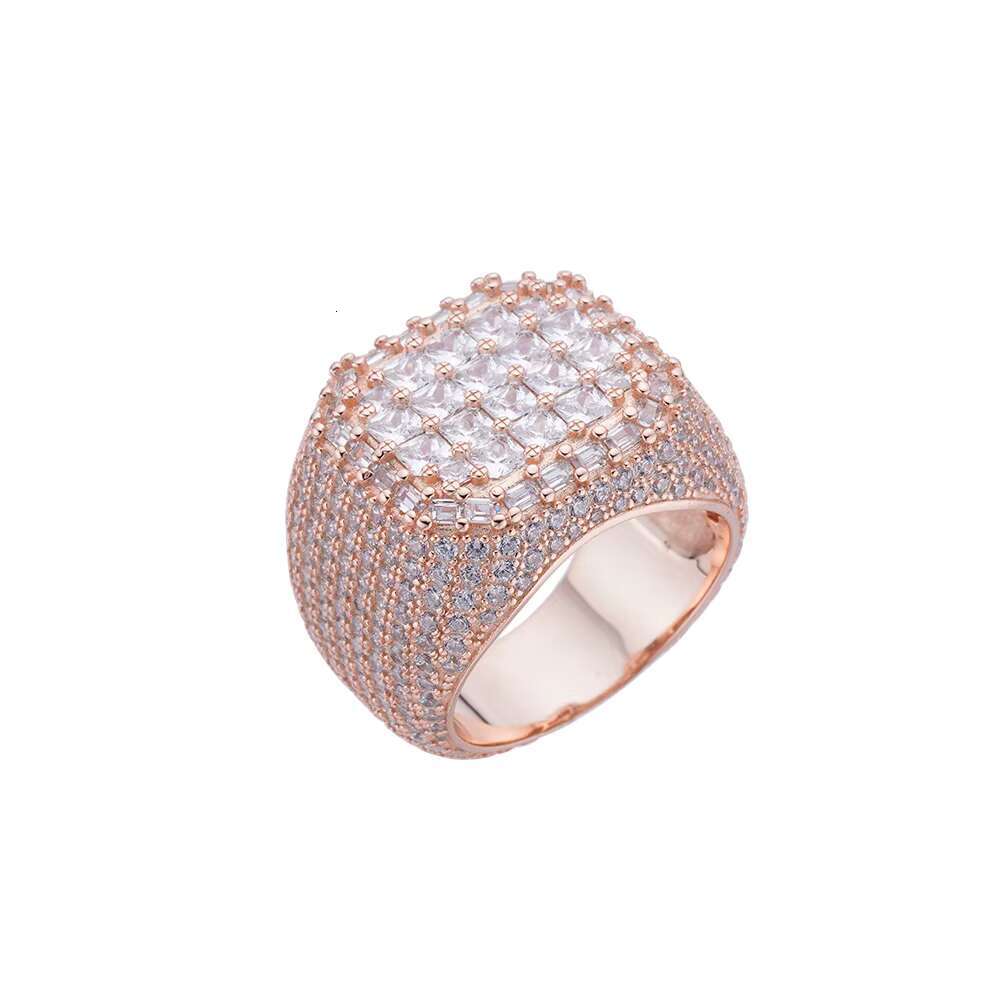 Igi Certificate Iced Out Rose Gold 925 Silver Vvs Moissanite Diamond Ring Silver Hip Hop Style for Men Moissanite Ring