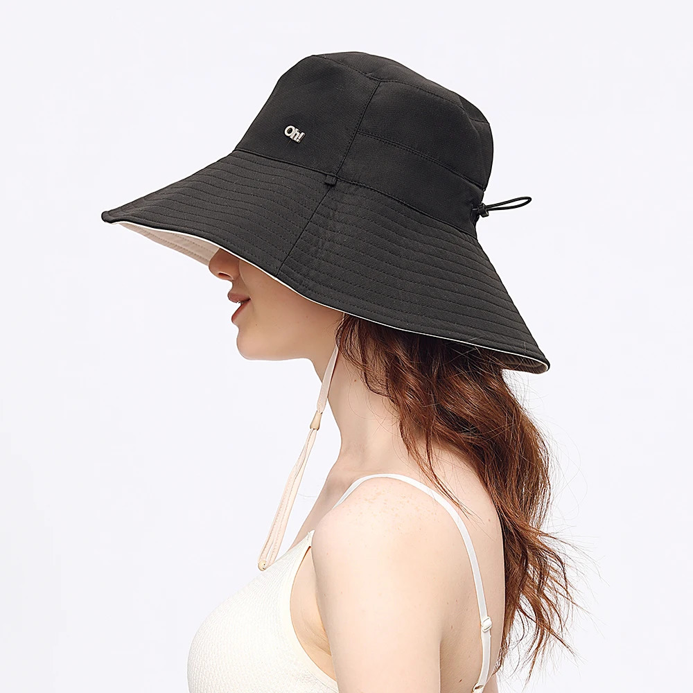 OhSunny Fisherman Hats for WomenWomnes Bucket Sunhat Double-Sided WearingUPF50 Large Brim Hiking Hats with Ponytail Hole 250606