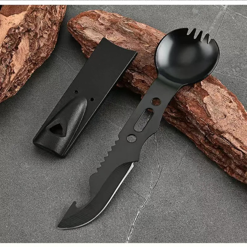 Multi Function Tableware Spoon Multi Tool Can Opener Flatware Portable Bottle Cutlery Multitool Camping Utensil Fork Spork Stainless 250609