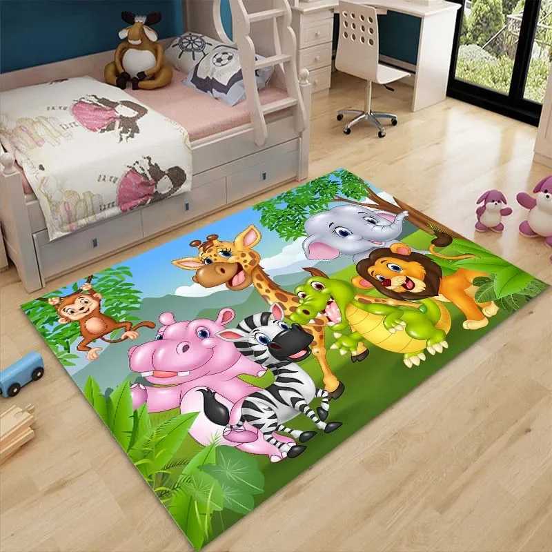 Cute Zoo Themed Mat Cartoon Animated Decorative Rug Kids Play Crawling Carpet Multi-size Four Seasons Non-slip Rug Quick Arrival y250609BXTO